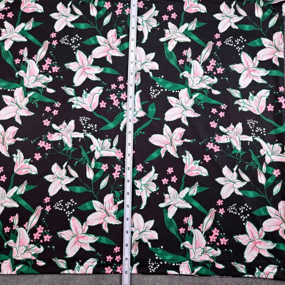 Waggle Golf Polo Mens 2XL Black Pink Floral Lily Performance Stretch Excellent - Picture 7 of 10